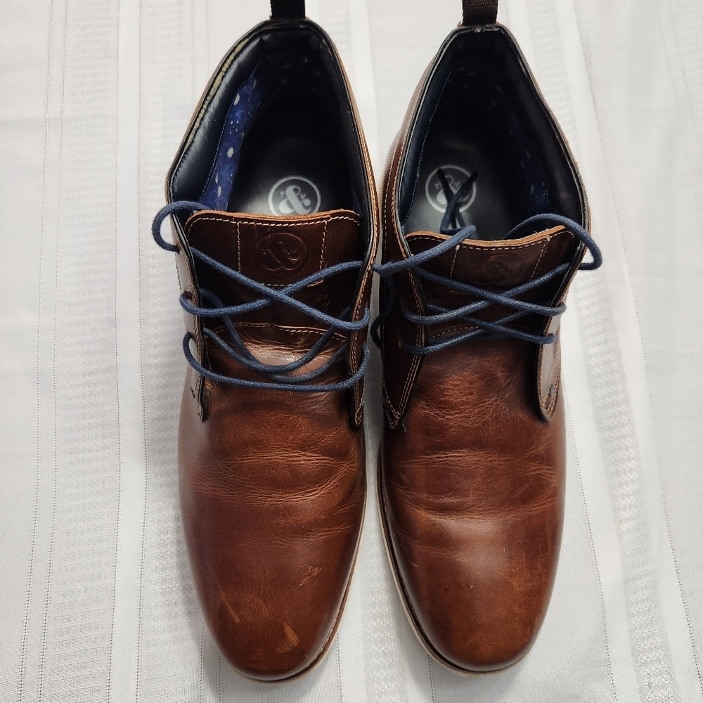 Thomas & Vine Men’s Leather Lace-up Boot Size 12 Brown with white soles - Picture 3 of 14